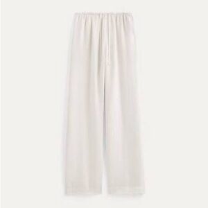 Everlane Cream Wide-Leg Linen Drawstring Pants